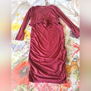 Burgandy Maternity/post partum dress. Figure hugging.  Size XXL.